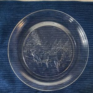 Vintage Arcoroc France "Winter Wonderland" etched 6” dessert plates; set of 4